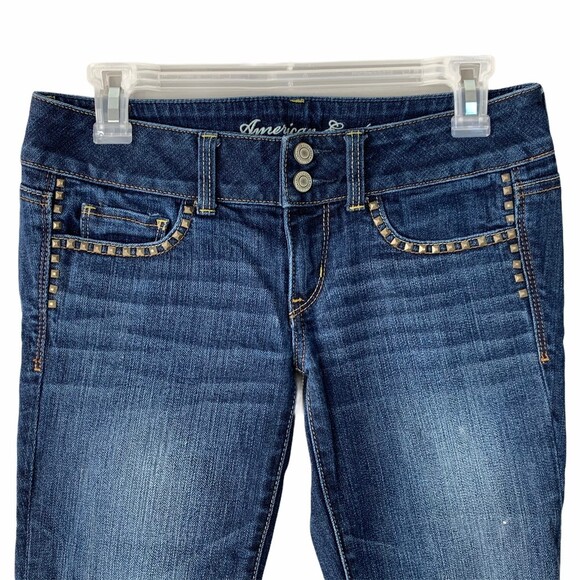 American Eagle Jeans Women Size 4 Stretch Artist Straight Leg Low Rise - Picture 3 of 12